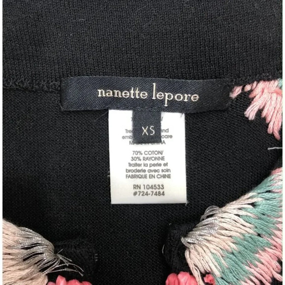 Nanette Lepore Embroidered Dress Black Knit XS - Picture 4 of 6